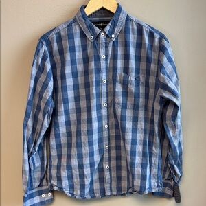 Beverly Hills Polo Club Button-Down Shirt – M – Blue Plaid – 100% Cotton